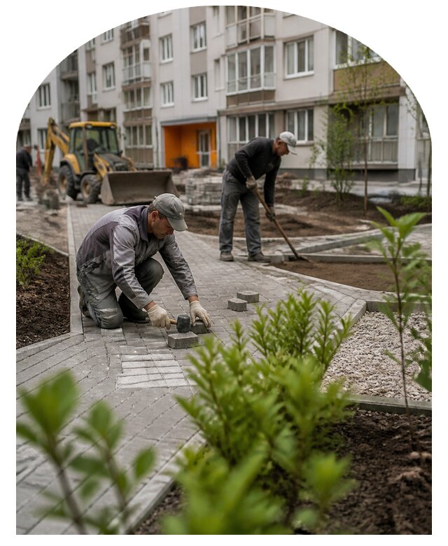 Благоустройство двора многоквартирного дома в Киселёвске
